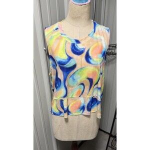 Free People Movement Tempo Printed Tank Sour Citrus Combo Neon Yellow Size Small